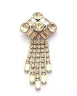 Vintage Large Rhinestone Set Statement Geometric Design Cascade Drop Brooch