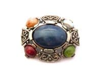 Vintage Large Scottish Celtic Style Faux Agate Brooch