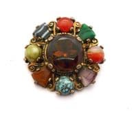 Vintage Large Scottish Celtic Style Faux Gemstone Detailed Brooch By Miracle