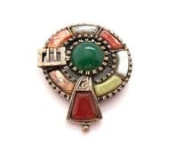 Vintage Large Scottish Garter Style Faux Gem Set Brooch