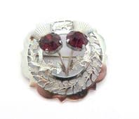 Vintage Large Scottish Style Faux Amethyst Thistle Flower Design Brooch By Mizpah