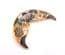 Vintage Large Sea Gems Crescent Shaped Cloisonne Enamel Flower Design Brooch