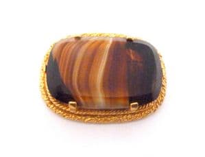 Vintage Large Sphinx Faux Agate Marbled Porphyry Glass Set Modernist Design Statement Brooch