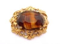 Vintage Large Sphinx Ornate Design Porphyry Glass Set Brooch