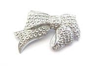 Vintage Large Stay Bright ' Staybrite ' faux marcasite Bow Ribbon Design Brooch