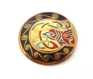 Vintage Large Tara Wear Style Celtic Zoomorphic Design Enamel Brooch