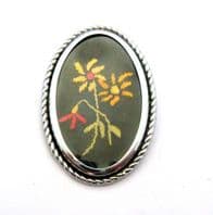 Vintage Large Yellow Flower Design Hand Embroidered Brooch