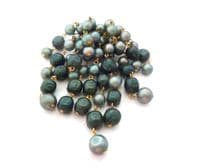 Vintage Layered Grey Green Faux Pearl Cascade Design Dropper Style Brooch