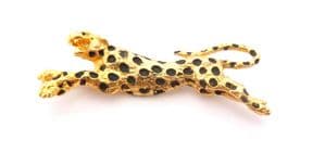 Vintage Long Leaping Leopard Big Cat Design Brooch