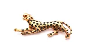 Vintage Long Leopard Big Cat Design Brooch