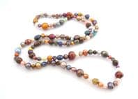 Vintage Long Opera Length Mixed Colour Cultured Freshwater Pearl Necklace