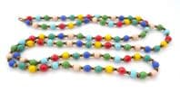Vintage Long Rope Length Art Deco Era Czech Design Harlequin Glass Beaded Flapper Style Necklace