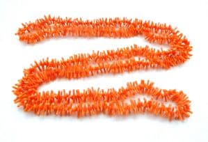 Vintage Long Rope Length Faux Branch Coral Plastic Beaded Necklace