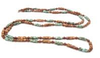 Vintage Long Rope Length Picasso Glass And Pearlised Bead Necklace