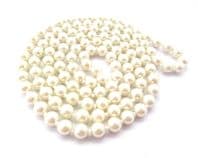 Vintage Long Rope Length White Faux Pearl Beaded Necklace