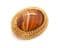 Vintage Marbled Caramel Art Glass Large Oval Shape Modernist Design Brooch By Sphinx