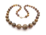 Vintage Marbled Dusky Tone Lucite Beaded Matinee Length Necklace