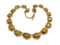 Vintage Marbled Green Adjustable Length Art Glass Panel Statement Design Choker Necklace