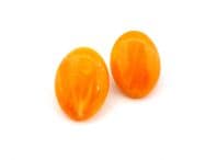 Vintage Marbled Honey Lucite Oval Shaped Clip On Earrings