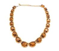 Vintage Marbled Toffee Brown Adjustable Length Art Glass Panel Statement Design Choker Necklace
