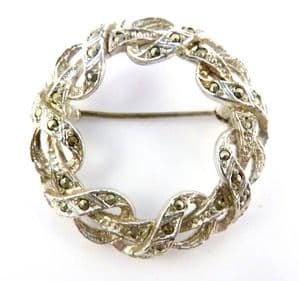 Vintage Marcasite Detailed Twisted Wreath Brooch