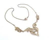 Vintage Marcasite Set Abstract Ornate Design Choker Necklace By Hollywood