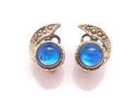 Vintage Marcasite Set Butterfly Wing Ornate Design Clip On Earrings