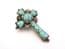 Vintage Miracle Celtic Cross Design Faux Turquoise Set Brooch