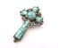 Vintage Miracle Celtic Cross Design Faux Turquoise Set Brooch
