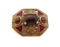Vintage Miracle Celtic Dragon Design Faux Agate Gem Set Brooch