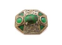 Vintage Miracle Celtic Dragon Design Green Faux Gem Set Brooch