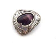 Vintage Miracle Celtic Style Faux Amethyst Set Brooch