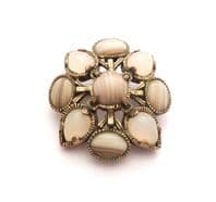 Vintage Miracle Faux Agate And Moonstone Scottish Celtic Style Brooch