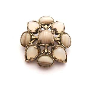 Vintage Miracle Faux Agate And Moonstone Scottish Celtic Style Brooch