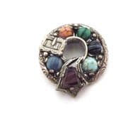 Vintage Miracle Faux Gem Set Scottish Garter Buckle Style Scarf Clip