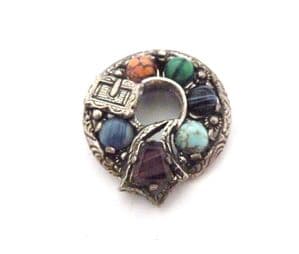 Vintage Miracle Faux Gem Set Scottish Garter Buckle Style Scarf Clip