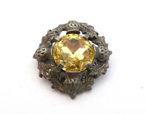 Vintage Miracle Faux Gem Set Scottish Thistle Style Brooch