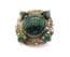 Vintage Miracle Faux Malachite Set Scottish Thistle Flower Detailed Brooch