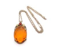 Vintage Miracle Large Celtic Style Faux Cairngorm, Carnelian And Agate Statement Design Necklace