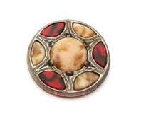 Vintage Miracle Large Faux Agate Set Scottish Celtic Shield Design Brooch