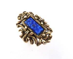 Vintage Miracle Large Faux Lapis Lazuli Set Adjustable Size Statement Ring