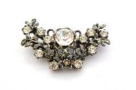 Vintage Miracle Rare Rhinestone Set Crescent Shaped Victorian Revival Style Mid Century Brooch