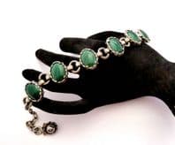 Vintage Miracle Scottish Celtic Style Faux Malachite Marbled Glass Cabochon Bracelet
