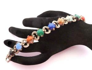 Vintage Miracle Scottish Celtic Style Mock Gemstone Set Bracelet