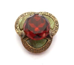 Vintage Miracle Scottish Celtic Style Trefoil Design Faux Connemara Marble  Brooch