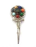 Vintage Miracle  Scottish Style Faux Gem Set Shield And Sword  Kilt Pin Style Brooch