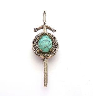 Vintage Miracle Sword And Shield Scottish Celtic Style Brooch