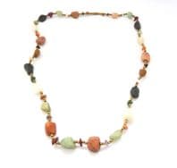 Vintage Mixed Agate And Gemstone Chip Beaded Matinee Length Necklace