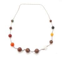 Vintage Mixed Agate And Quartz Beaded Scottish Style Matinee Length Necklace