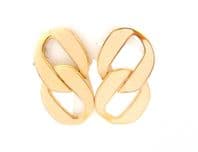 Vintage Monet Large Cream Enamel Retro Geometric Drop Design Earrings